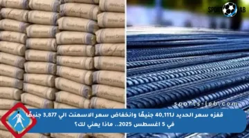 قفزة سعر الحديد لـ40,111 جنيهًا وانخفاض سعر الأسمنت إلى 3,877 جنيهًا في 5 أغسطس 2025.. ماذا يعني لك؟